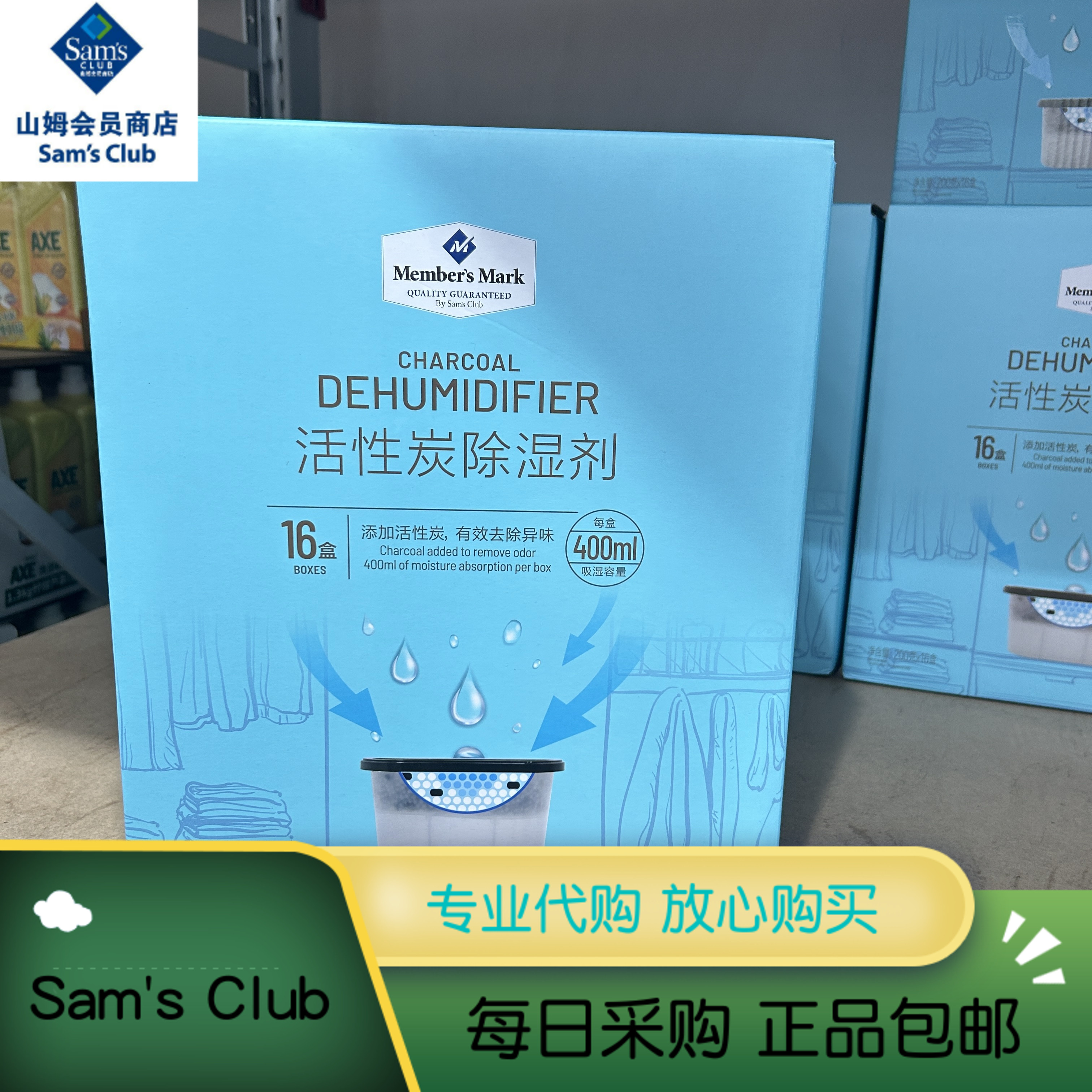 山姆代购活性炭除湿剂祛湿防潮碳包房间室内使用干燥防霉200g*16