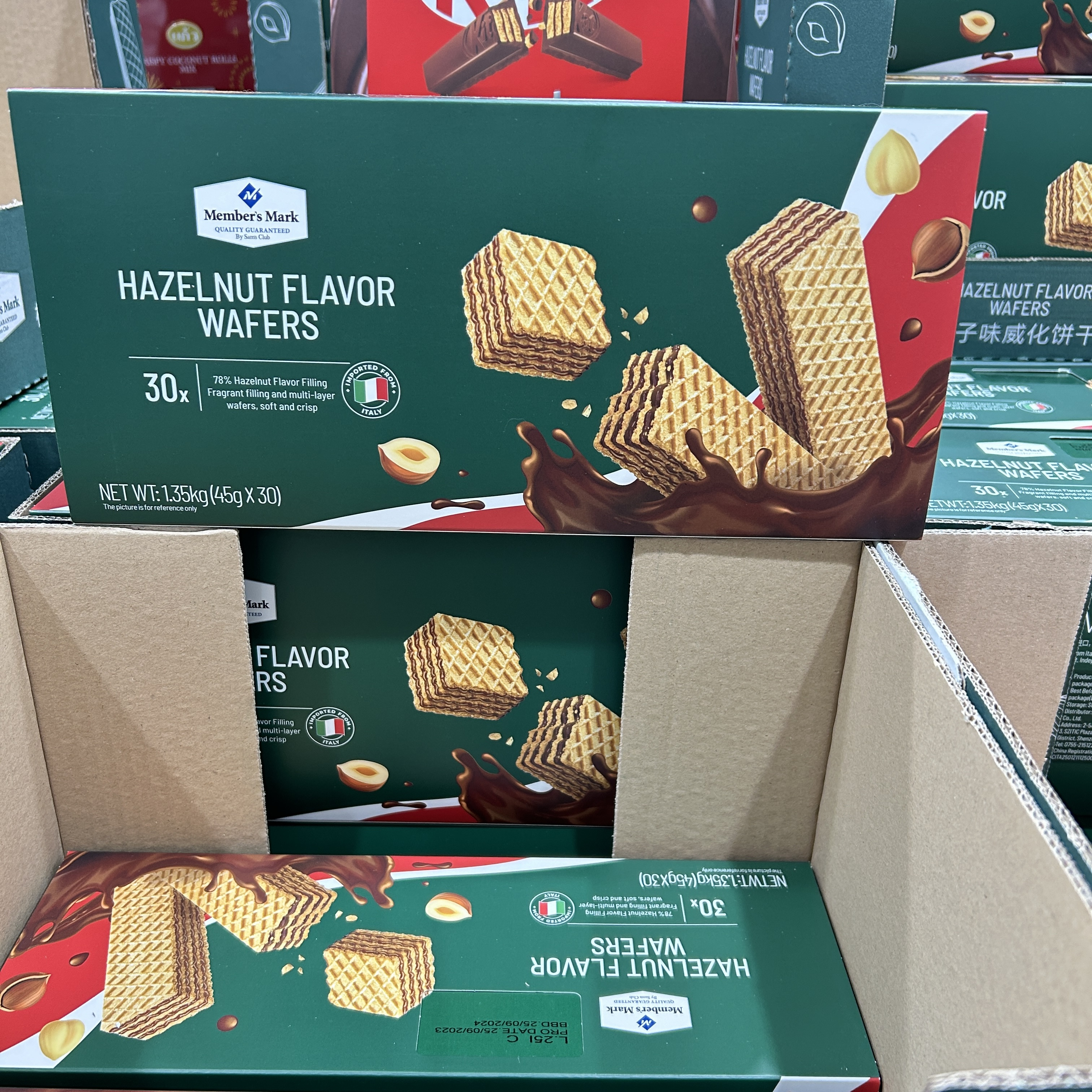 山姆代购Member'sMark意大利榛子味威化饼干1.35kg（45g*30）
