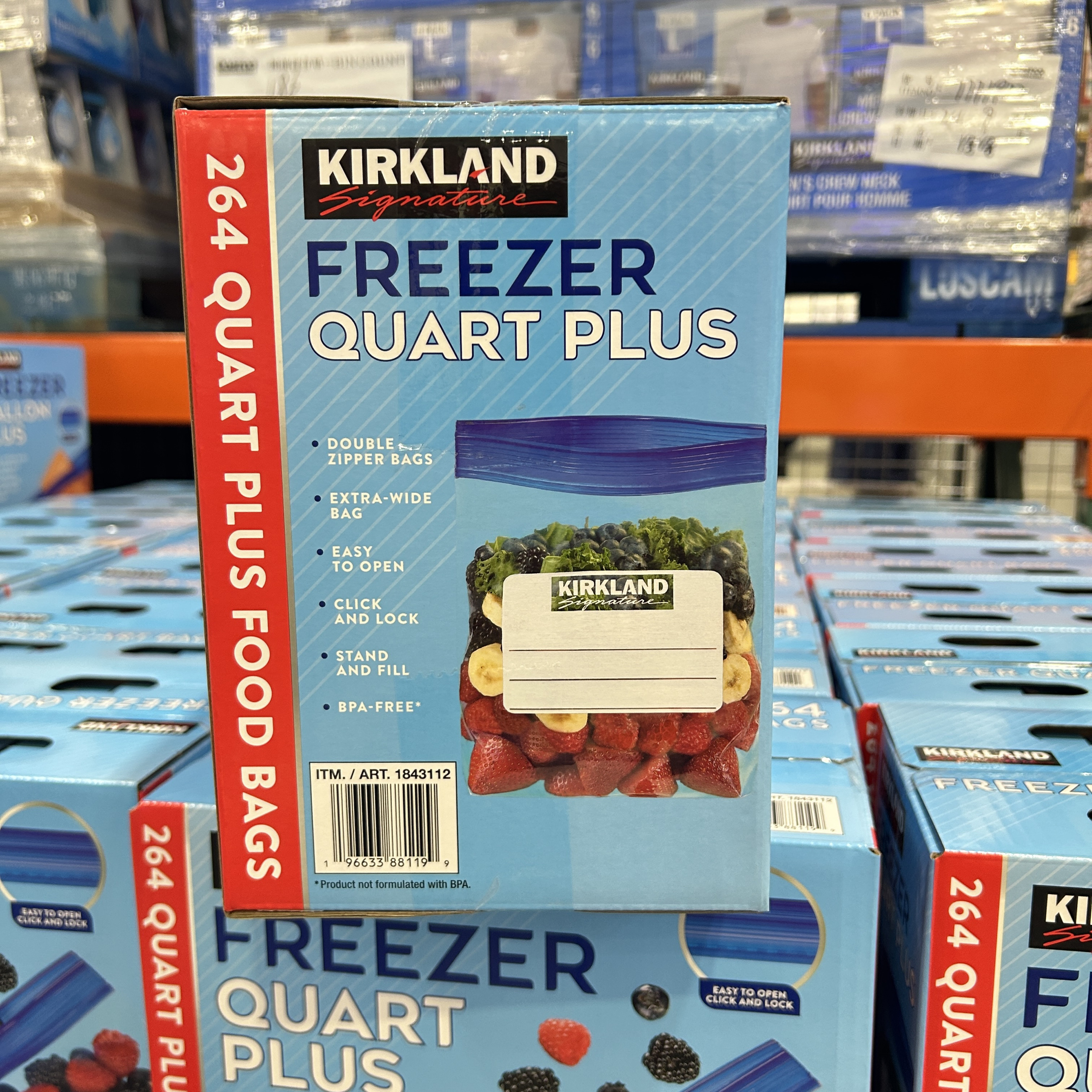 科克兰夹链式保鲜袋可冷冻