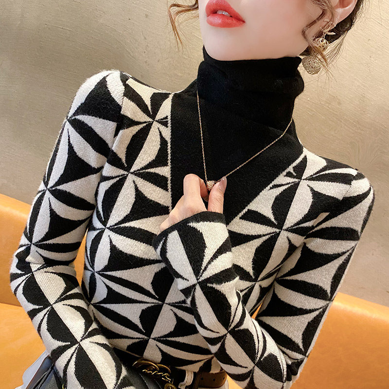 潮牌1212高领毛衣女装打底衫秋冬洋气新款洋气时尚内搭针织衫上衣