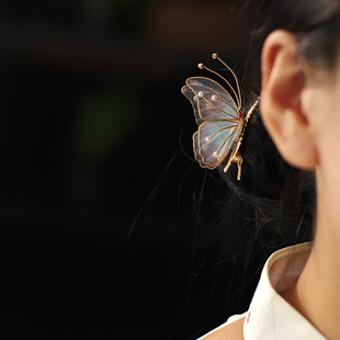 仙美蝴蝶边夹古风女童汉服森系头饰日常少女新中式发夹秀禾发饰女