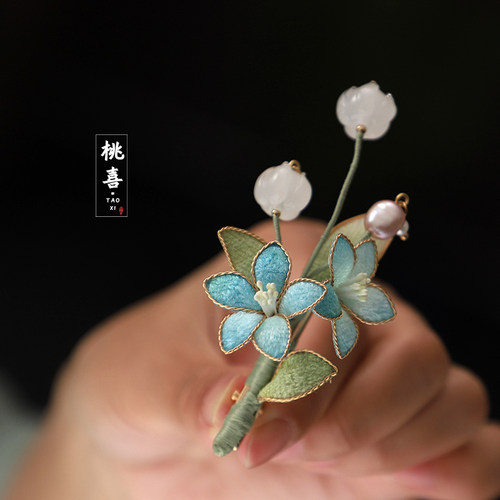 水仙花朵发夹手工掐丝新中式古风侧边夹新款少女日常汉服配饰头饰