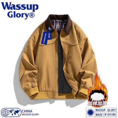 WASSUP GLORY美式复古工装夹克男春季休闲宽松翻领棒球服纯棉外套