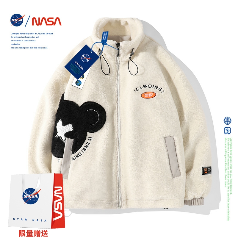 NASA羊羔绒外套女2022新款羊羔毛冬装摇粒绒棉服男潮牌情侣装棉衣