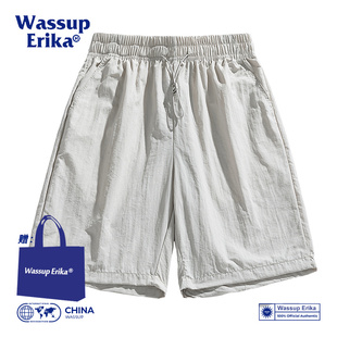 WASSUP 速干冰丝短裤 ERIKA夏季 男户外海滩中裤 情侣沙滩运动五分裤