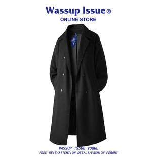 WASSUP ISSUE中长款毛呢大衣男款春秋季高级感过膝风衣呢子外套男