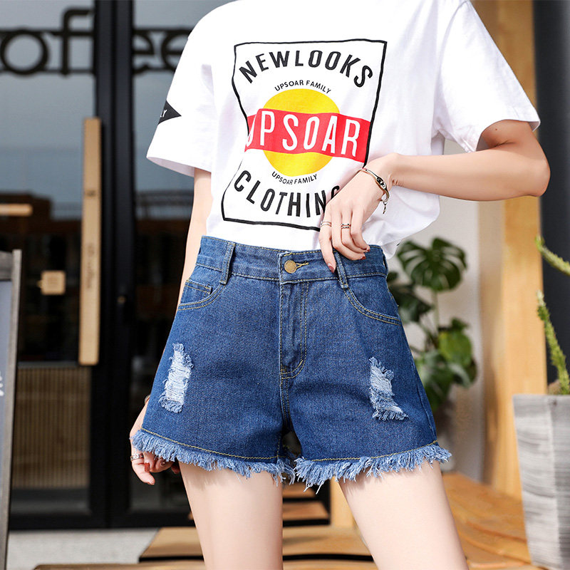 破洞高腰显瘦牛仔短裤女2020春夏新款韩版网红学生阔腿a字阔腿裤在类目 女装/女士精品, 牛仔裤中 - 来自Buy2taobao.com提供专业的淘宝代购服务