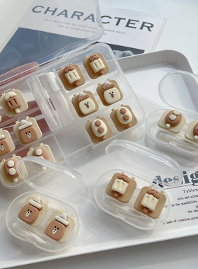 免拧盖。按压近视隐形眼镜盒高级感ins轻便迷你多副日式美瞳盒子