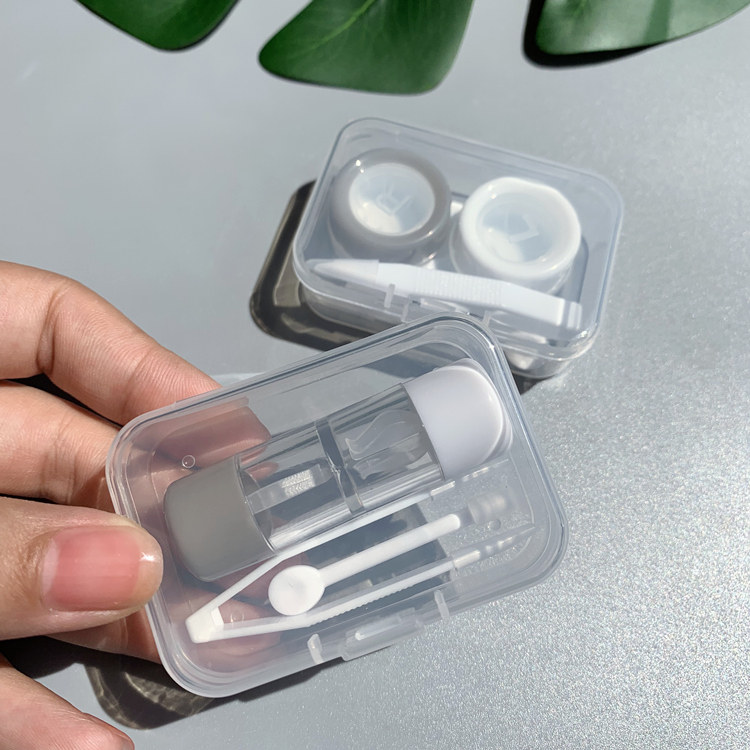 迷你rgp便携隐形眼镜盒简约透明硬性眼镜伴侣盒美瞳盒夹子收纳盒