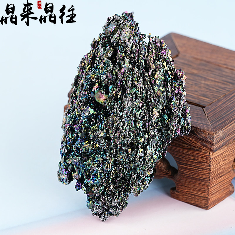 天然七彩矿石碳化硅原石摆件矿物标本观赏鱼缸科普收藏造景装饰