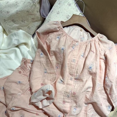 A类全棉100%纯棉双层纱布长袖睡衣女空调家居服套装2026春秋新款