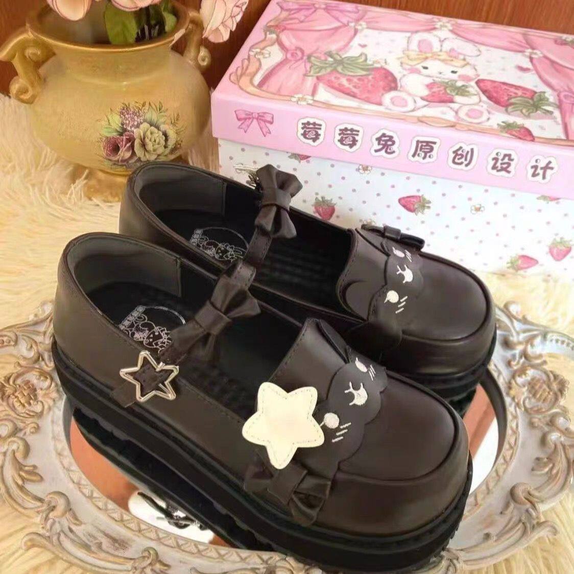 单鞋小众lolia女鞋结jk制服小皮鞋法式玛丽珍鞋学生单鞋圆头橡胶