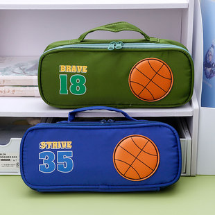 青壹坊男孩大容量笔袋三分奇迹布艺文具盒小学生足球盒型文具收纳