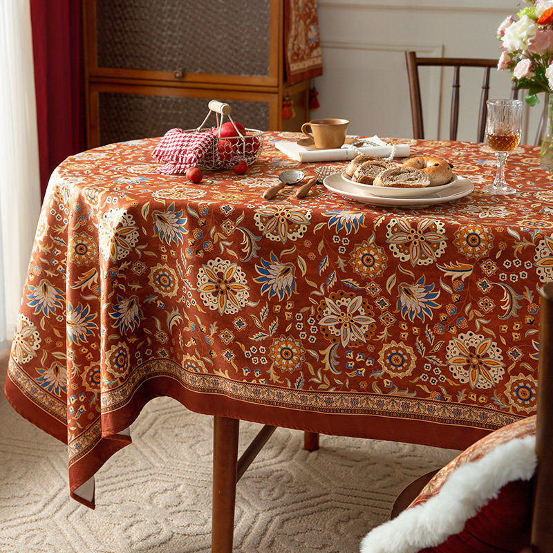 范居态度美式短毛绒餐桌布民族风