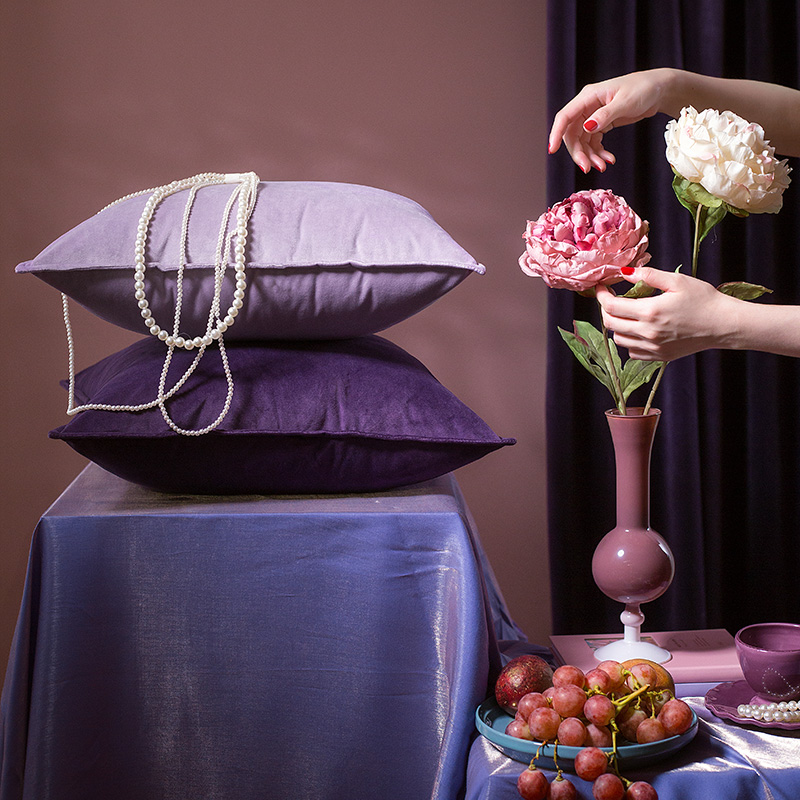 范居态度纯色丝绒沙发抱枕靠垫