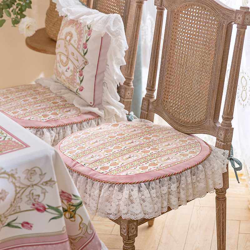 【国补再减15%】粉佳人法式坐垫椅垫轻奢座垫餐桌椅子垫蕾丝椅套