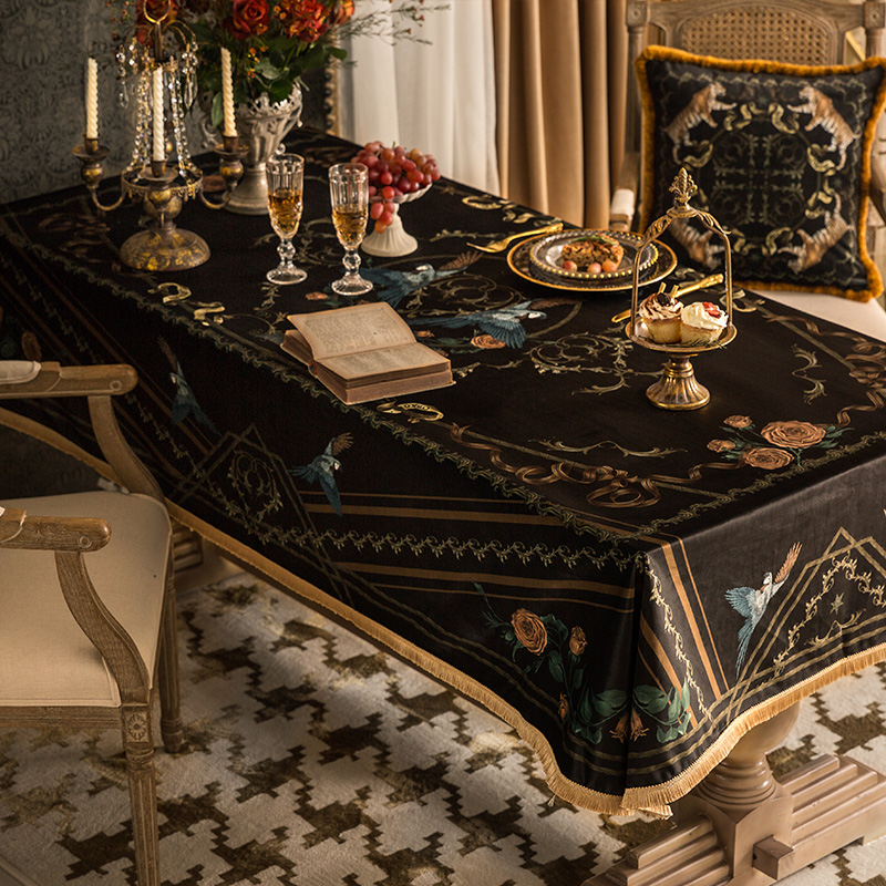 橙玫瑰桌布范居态度轻奢风欧式