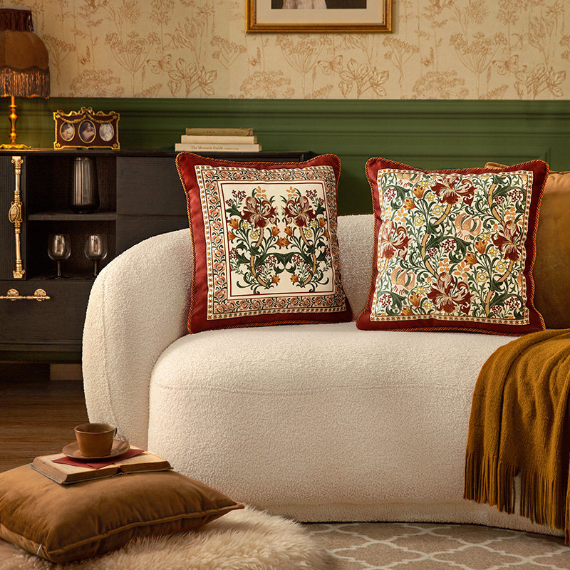 范居态度炽羽复古红色抱枕靠枕氛围感喜庆沙发客厅高级感腰枕套