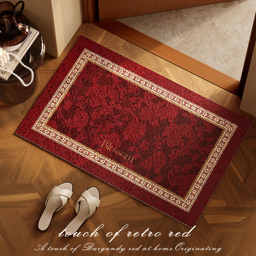 范居态度新年红色入户门地垫丝圈喜庆圣诞氛围感玄关防滑免洗门垫