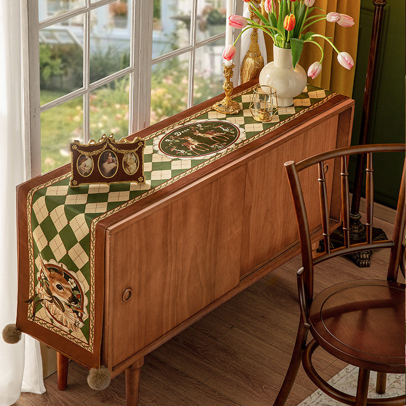 范居态度短毛绒桌旗美式