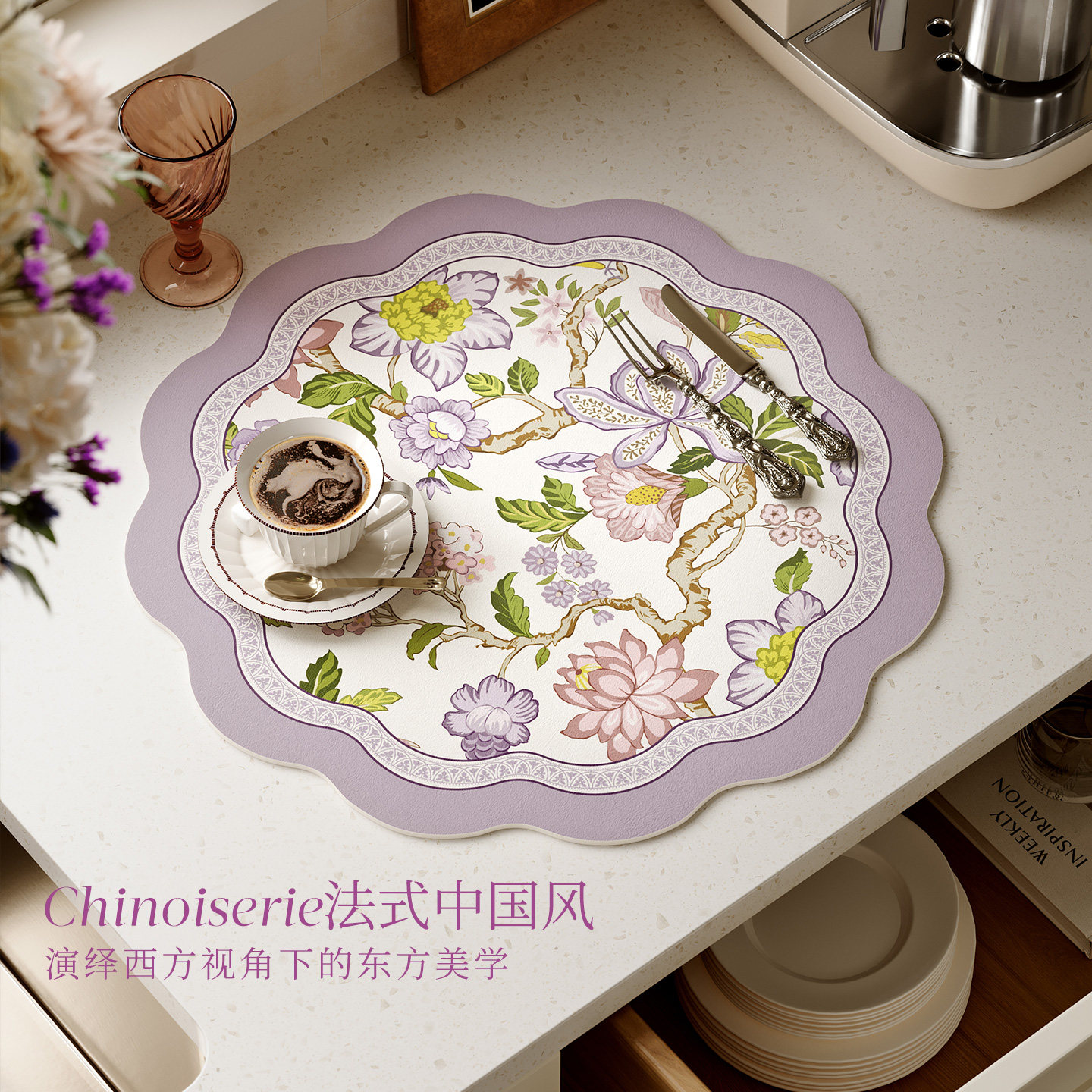 花瓶咖啡机厨房沥水垫吸水速干图片