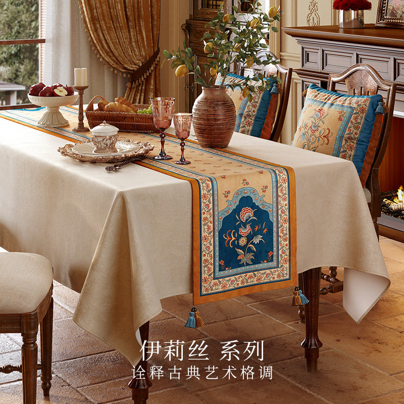 范居态度伊莉丝美式氛围感桌旗餐桌茶几高奢短绒毛长条桌布布艺,居家布艺,桌旗,淘宝优惠券,粉丝福利购,淘宝优惠卷