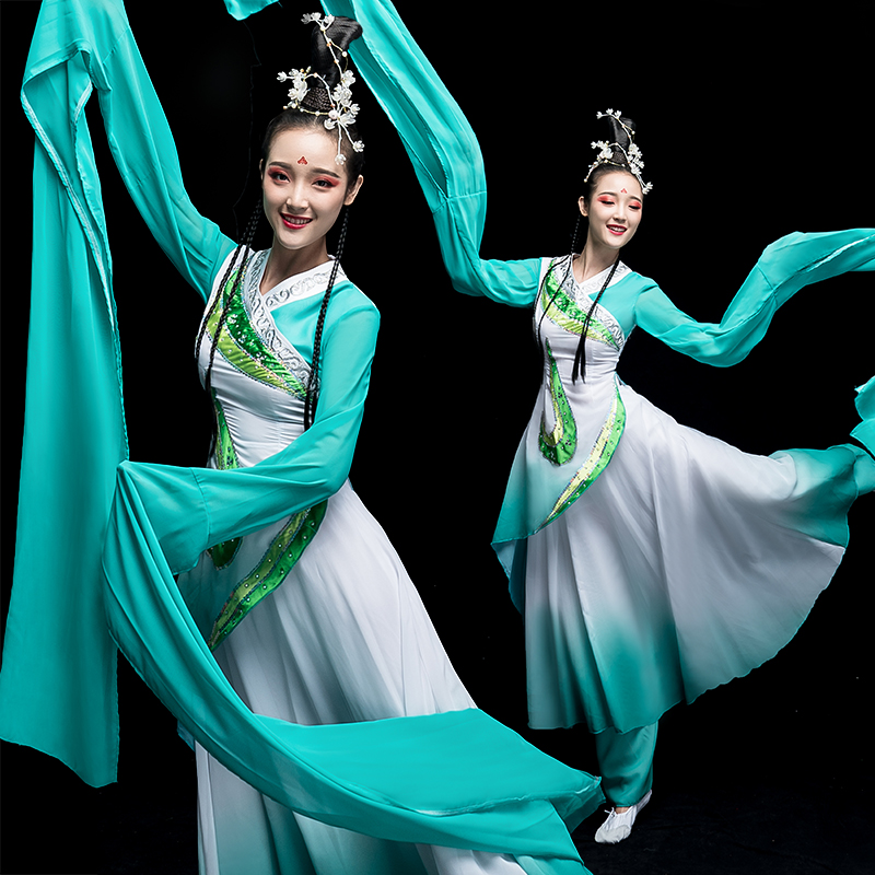 水袖舞服裝新款古典舞演出服女飄逸現代中國風仙女驚鴻采薇舞蹈服