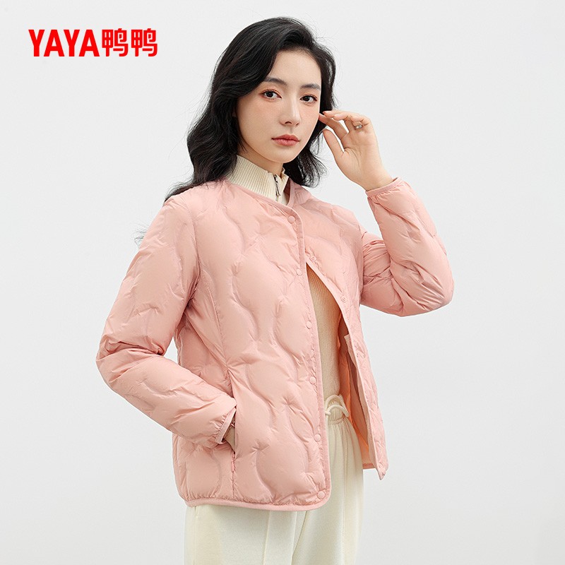 鸭鸭轻薄羽绒服女短款圆领羽绒内胆2026秋冬季新款内外穿气质外套