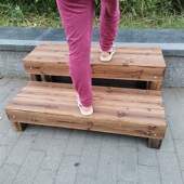 防腐木脚踏庭院户外增高台定制登高二三步梯简约垫脚凳实木台阶