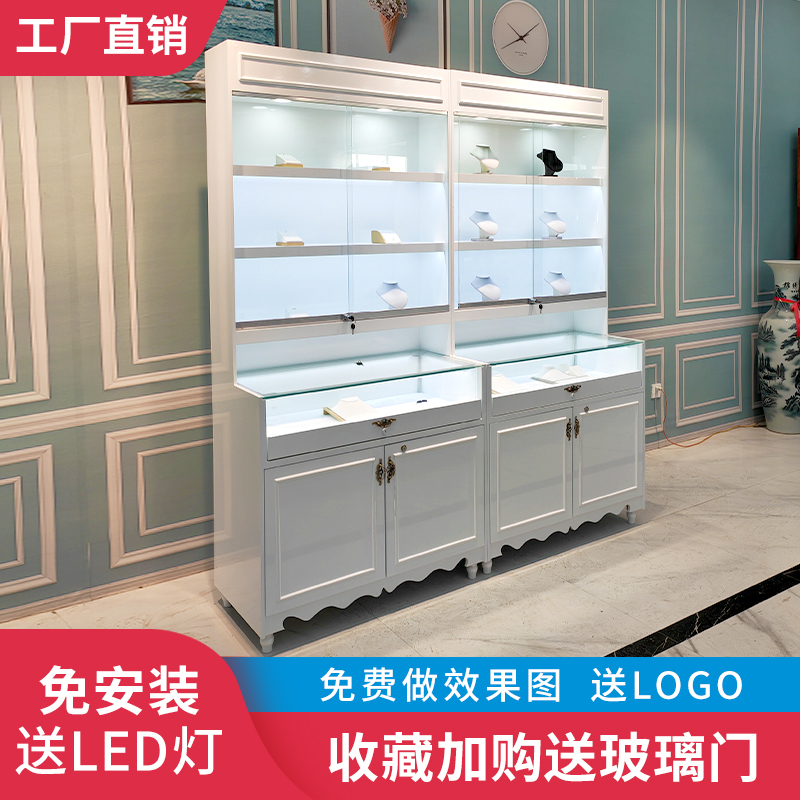 实木珠宝展示柜简约项链耳钉饰品高柜翡翠首饰柜玻璃玉器柜台定制
