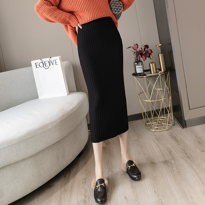 加厚针织半身裙女秋冬不开叉坑条包臀高腰直筒一步裙小个子毛线裙|ruв категории Женская одежда, юбка - от Buy2taobao.com для оказания профессиональной услуги покупки агента Taobao