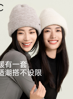 VVC帽子2025新款女秋冬季头套休闲保暖毛线情侣护耳防风针织帽子