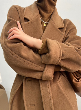 致敬经典 M家801系列轻奢山羊绒大衣 里衬双门襟羊毛双面呢外套女