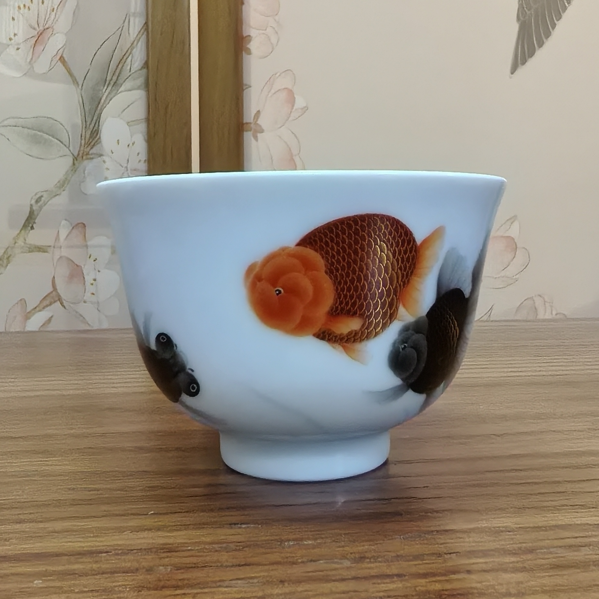九段烧妙手丹青两条金鱼单杯高端三条金鱼盖碗金玉满堂年年有余鱼