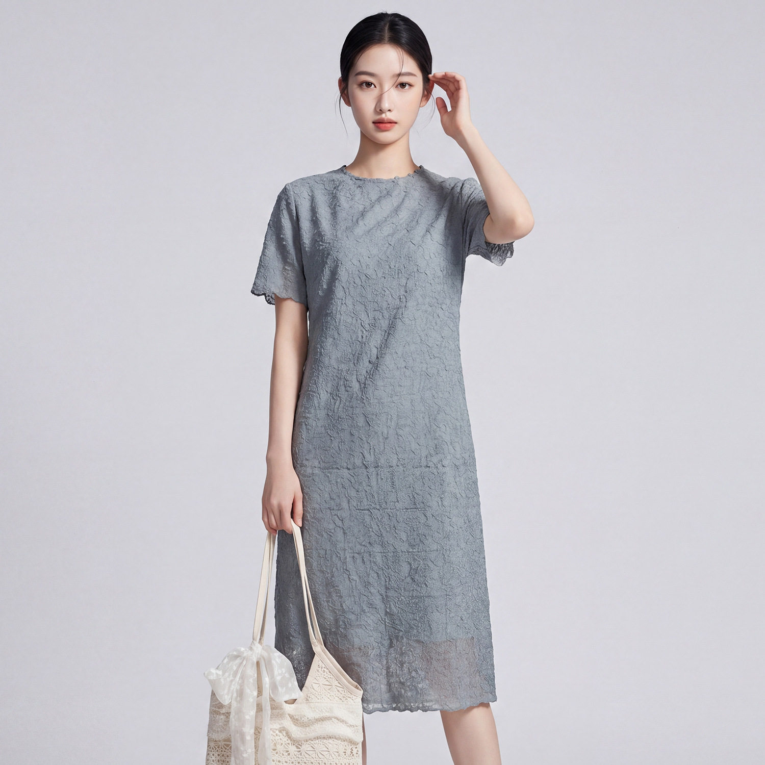 气质女装高级感夏季显瘦显身材内衬裙子轻盈舒适弹力三宅连衣裙潮