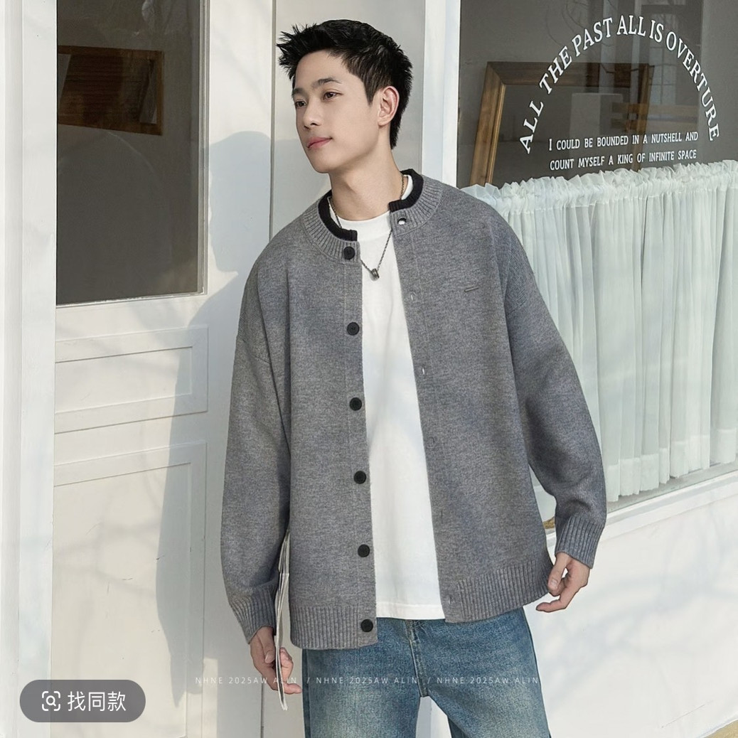 308B-MY25009-P98休闲时尚简约假两件针织开衫原版（网图慎用）A，男装卫衣，星座308B（原103C）