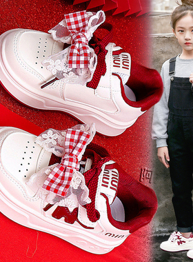 官网C&K红色女童鞋2026新款春季儿童软底运动板鞋女孩小白鞋学生