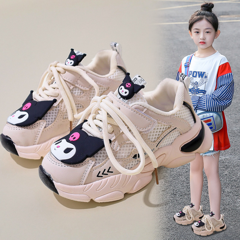 女童鞋子2024新款夏季儿童透气运动鞋女孩中大童网面跑步老爹网鞋