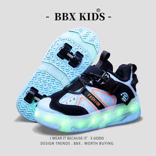 官网C&K暴走鞋男童冬季2025新款儿童加绒二棉轮滑鞋四轮学生爆走