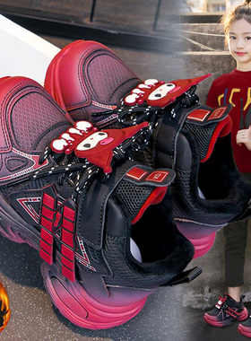 官网C&K棉鞋女童鞋子冬季新款加绒儿童保暖运动鞋女孩红色本命年