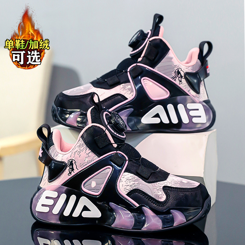 女童鞋加绒鞋2025新款冬季儿童运动鞋女孩皮面防滑二棉鞋大童跑步