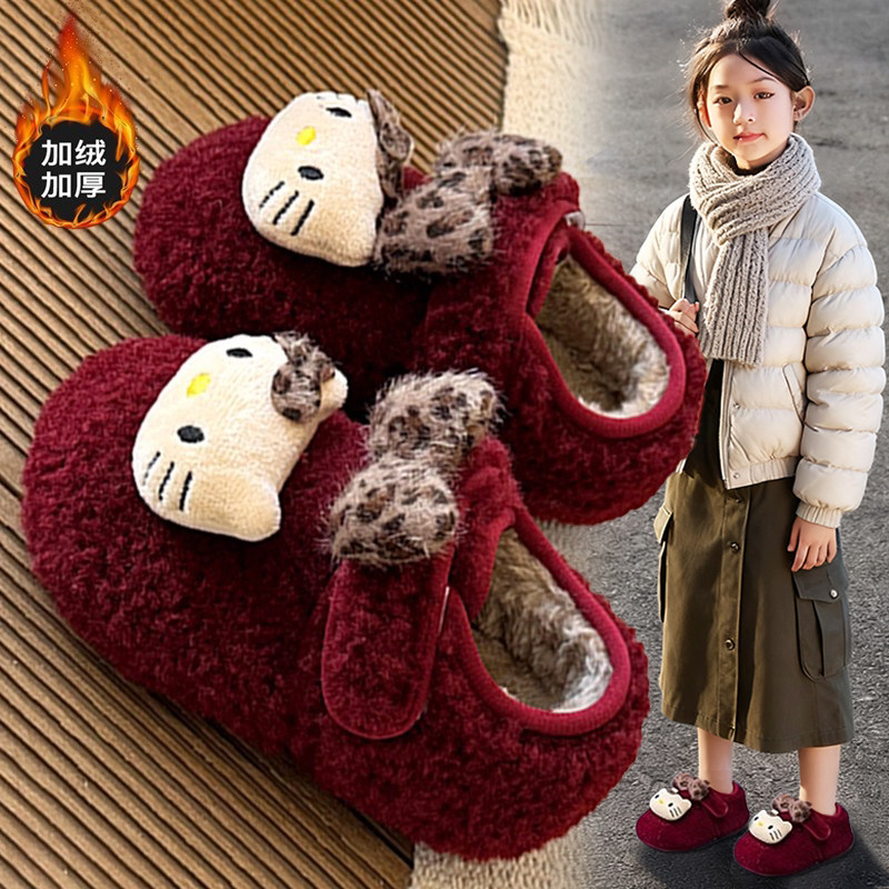 官网C&K女童毛毛棉拖鞋2026新款冬季儿童外穿勃肯棉鞋女宝宝保暖