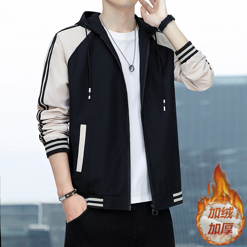 秋冬季连帽潮流加绒保暖夹克