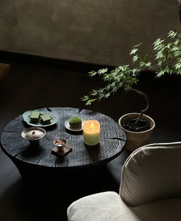 侘寂风榻榻米矮桌 碳化黑色原木根雕小茶几茶民宿茶空间装饰茶桌