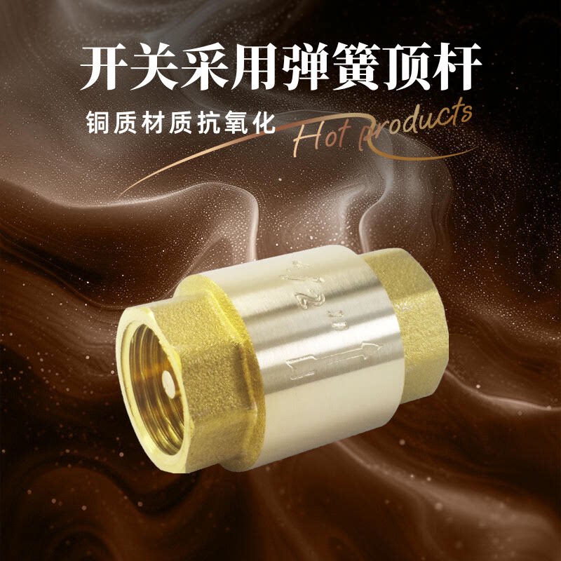 黄铜止回阀止逆阀弹簧立式单向阀内外螺纹防水倒流阀门4分6分1寸