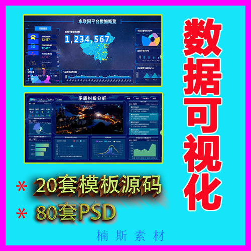 Web可视化大数据图表后台管理Ui大屏H5 HTML统计图表PSD模板源码