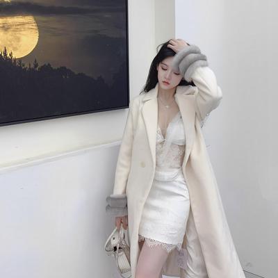 Nane南一自制款 偷偷藏不住 高级毛呢毛领大衣+蕾丝包臀裙套装