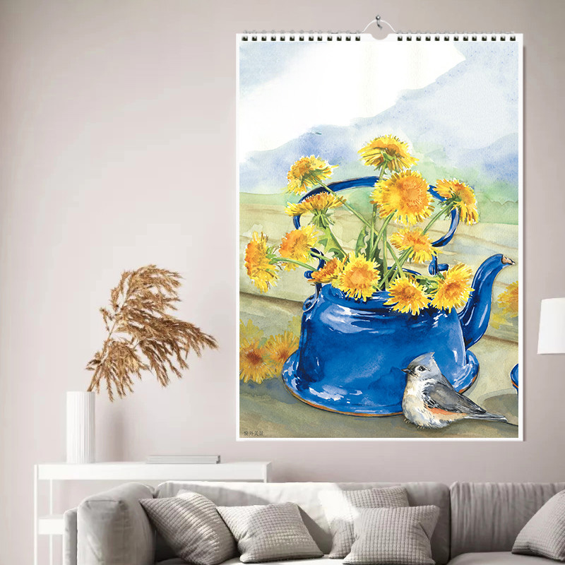 2026马年窗外美景手绘挂历新款可手撕家用挂墙月历年历日历油画