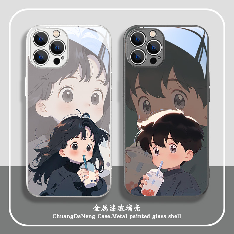 情侣适用苹果系列手机壳玻璃