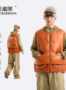 保暖加厚羽绒马甲冬季白鸭绒外套男女款复古羽绒背心多巴胺坎肩